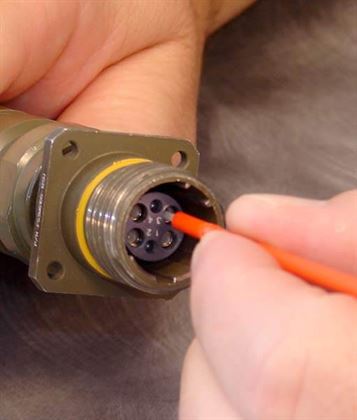 The S16 CleanStixx is often used to clean military and aerospace fiber connectors, plus commercial connectors engineered for harsh environments such as SMTPE connectors