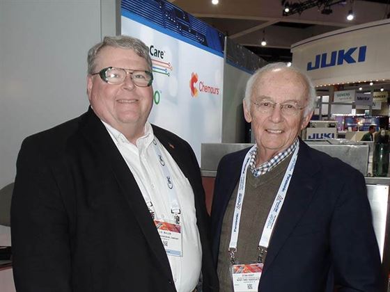 J.D Buller of Chicago (left) and Stan Adsit from Indiana spent time at the booth, meeting with clients. Mr. Adsit won "Sales Rep of the Year" from MicroCare at this year's show; J.D. Buller was rep of the year in 2016.