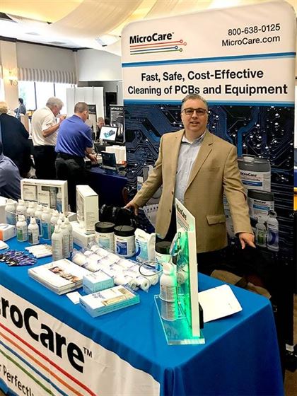 Keith Sanducci staffs the MicroCare booth at the SoCal SMTA Expo in 2017