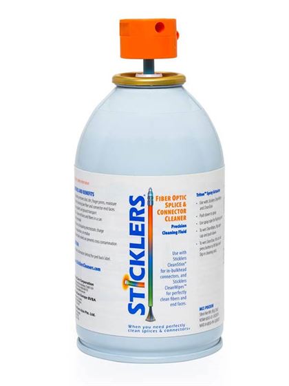 Fast-evaporating and super-pure, the 10 oz. jumbo-sized bottle of the Sticklers fiber optic cleaning fluid out-cleans IPA alcohol and delivers cleaner connectors at lower cost