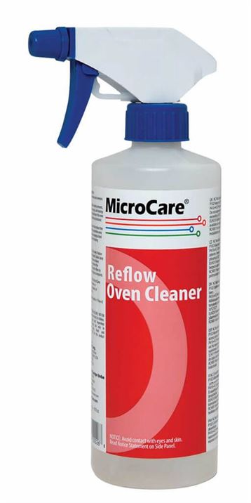 The nonflammable Reflow Oven Cleaner uses the residual heat to speed the cleaning of ovens, pallets, wave solder machines, conveyors and more