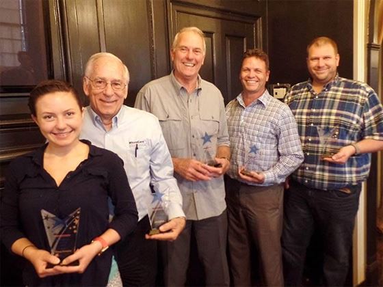 This year's honorees are (L-R) Venesia Hurtubise, John Hoffman, Russell Claybrook, Rick Hoffman and Scott Wells.