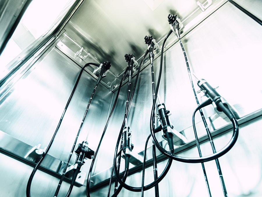 Cleaned and Disinfected Endoscopes in Medical Device Storage Cabinet